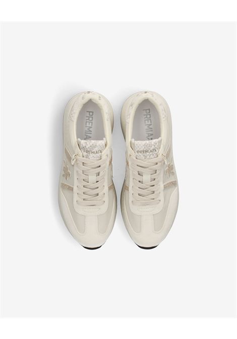 Premiata Bethcoin 8145 Sneaker in Off-White Leather and Suede Women's PREMIATA |  | BETHCOIN VAR8145